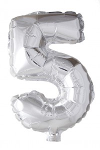 balloons - Foil Silver - Number 5